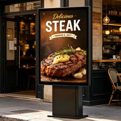 55-Inch High Brightness 4K Outdoor LCD Kiosk Screen Advertising Machine Three Panel Display Outdoor Menu Board Drive Orders