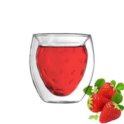 Wholesale Price 180ml Customized Strawberry Shape Double Wall Glass Cup