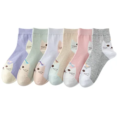 Cotton Mid-calf Socks for Cats and Ladies in Autumn and Winter