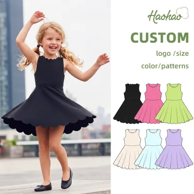 Wholesale Kids Summer Skirt Breathable Lightweight Nylon Spandex Blend A-Line Knee-Length Casual Girls Sundress