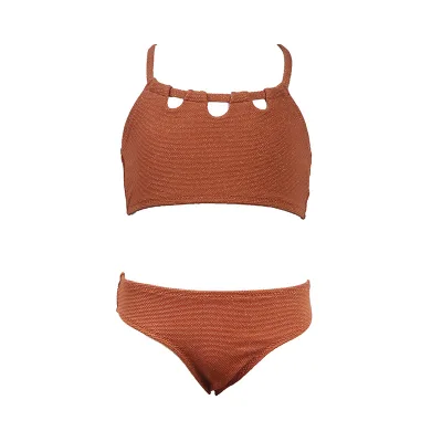 Summer Split Little Girls Swimsuit Orange Lace-Up Shorts Peplum Swimsuit Kids Beach Pants Girl Kids Swimsuit
