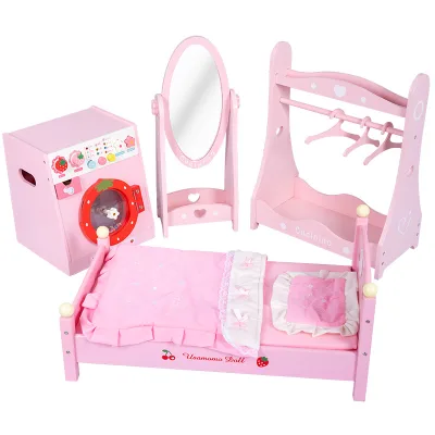 4-Piece Strawberry-Themed Life Furniture Set for Girls' Pretend Play & Preschool Washing Machine Simulation