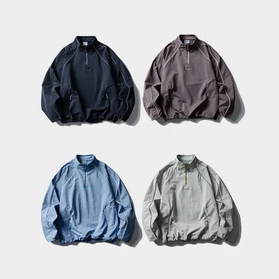 Lightweight Formal Loose Men's Women's Pullover Flight Jacket Windproof Waterproof Quick Drying Durable Outdoor Nylon Stand