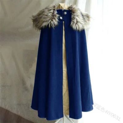 Women Cape Halloween Costume Men's Medieval Costume Cloak Winter Fur Collar Larp  Cosplay Cape Coat High Quality Gothic