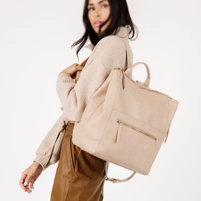Custom Logo Luxury Fashion Expandable Waterproof Diaper Bag High Quality PU Leather for Moms for Outdoor Use