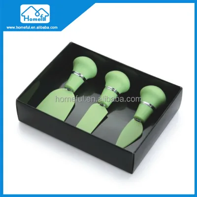 3pcs Cheese Knife Set Colored with Stainless Steel Blade PP Handle Laser Logo Metal Material Coating Surface Treatment Cutting