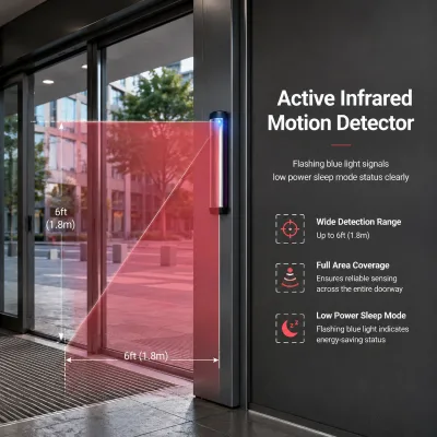 High-Sensitivity Revolving Door Safety Sensor Bar - 14m Range Laser Light Curtain for Active Pedestrian Anti-pinch Protection
