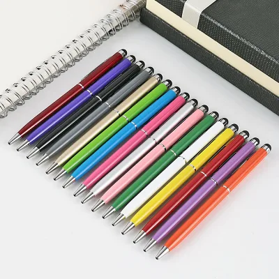 Wholesale Promotional Personalized Engrave Hotel Gifts Pen Slim Touch Screen Stylus Thin Metal Ball Point Pen with Custom logo