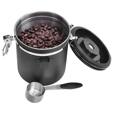 Stainless Steel Airtight Co2 Coffee Container Food Coffee Kitchen Storage Canister Tea Coffee Sugar Canister