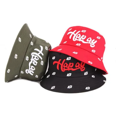 Wholesale custom embroidery logo cotton unisex fishing cap flat top wide brim fisherman bucket hats
