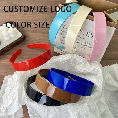 AIOTNGCustom LOGO Solid Color Wide Edge Acetate Headband, Elegant Durable Fashion Women Makeup Hair Accessories Wholesale