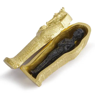 Miniature Resin Ancient Egyptian Pharaoh Gold Coffin Mummy Model Statue Kids Toy Xmas Gift Small Ornaments Model Figurine