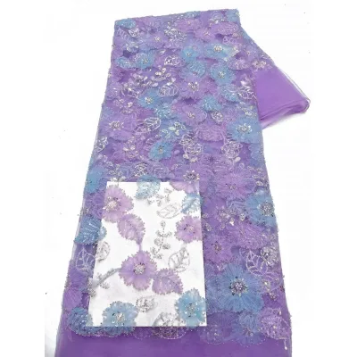 Double Bead Tube Embroidery Lace Two Tone Ribbon Tulle Mesh Flower Design Home Textile Weft Knitted 100% Polyester 63N26051702