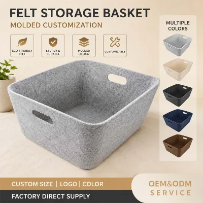 FS Eco-friendly Modern 100% Polyester Non-woven Fabric Thermoformed Rectangle Multifunction Storage Box Handle for Home Car Use