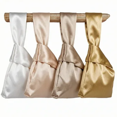 Light Champagne 100% Silk Accessory Bag with Silk Screen Printing