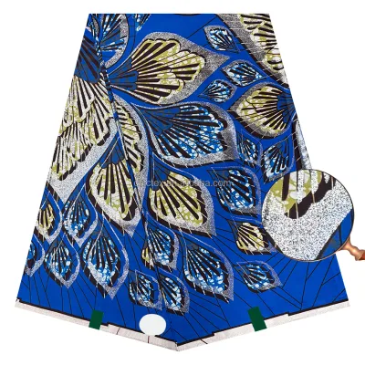 Latest Model Super Flash Cloth High Quality Grand Wax With Glitter 100% Cotton African Wax Print Capulana Fabric for Dress
