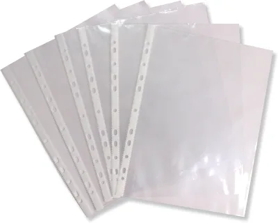 Durable 11 Hole Transparent File Folders PP Binding Cover A4 Size Sheet Protector Punched Pockets