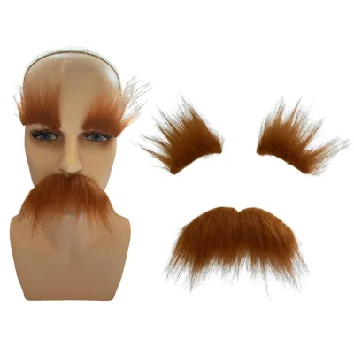 Halloween Tricky Funny Self-Adhesive Beard Set Performance Cosplay Mustache Eyebrows Suit for Party Promotional Party Supplies