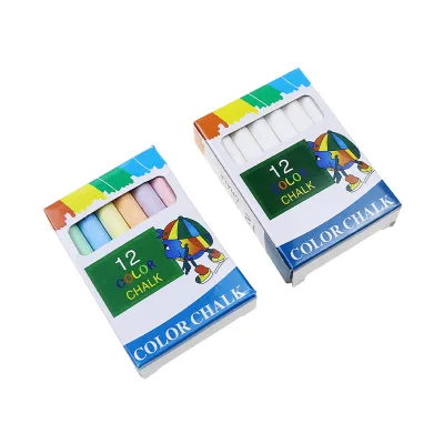 BECOL Promotional Teacher Writing Tool School Chalk 12pcs White/Colored Dust-free Chalk Set With Box Packing for Blackboard