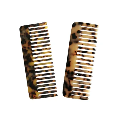 French Hair Combs Wide Comb Teeth Detangle Hair Brush with Logo Leopard Pocket Comb No Handle