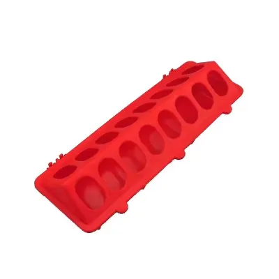 18 Holes Raised Rim Long Linear Feed Trough No Feed Wasting Plastic Chicken Feeder Durable for Long-Term Farm Use
