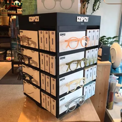 Wholesale Custom logo Spinning Sunglasses Display Stand Eyeglasses Display Rack with Organizer Grids