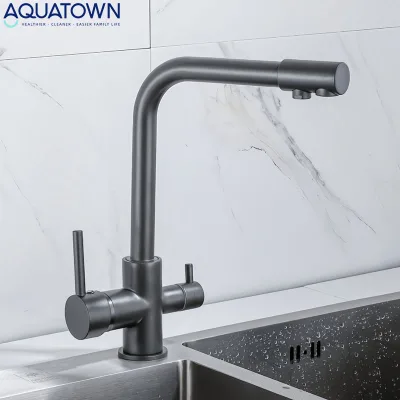 Water Purifier Deck Mounted Single Hole Kitchen Sink Taps Dual Switch Independent Pipeline Outlet Hot Cold Water Brass Faucet