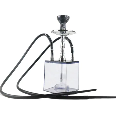 Luxury Arabic Mini Plastic Lacquer Eco-Friendly Durable Hookah Set with LED Light Gift Box Square Double Pipe Design