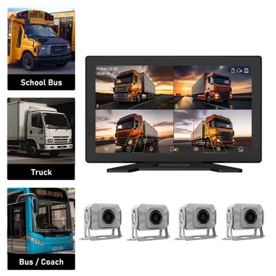 Best Sellers Portable 4-Way Car Camera Recorder 10.1 Inch IPS Touchscreen Loop Recording Blind Spot Warning ADAS System Fleet