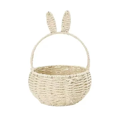 Modern Style Easter Flower Basket Cute Rabbit Ears Shaped Storage Baskets Handmade Gift Basket Handwoven Design