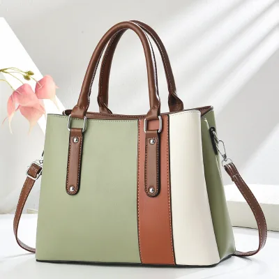 SH0500 2026 Trendy Women's Large Capacity Designer Tote Bag High Quality Handbag ZIP Closure Portable Contrast Color Luxury PU
