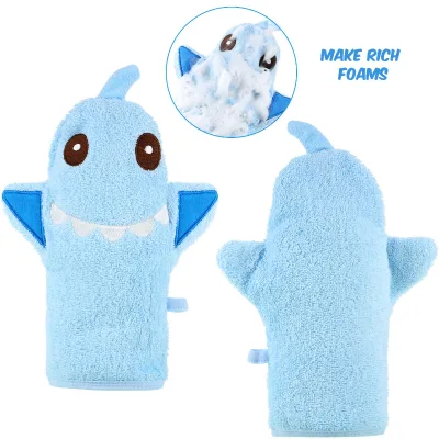 Baby Bath Mitt Washcloths Designed in Nice Cute Animal Style Towel Gentle Scrub for Baby Toddler Kids Bath and Shower