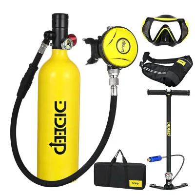 TOMITOMO TT-J190 Aluminum 6061 Low Pressure 1L Diving Oxygen Cylinder Set for Scuba Diving 2.14kg