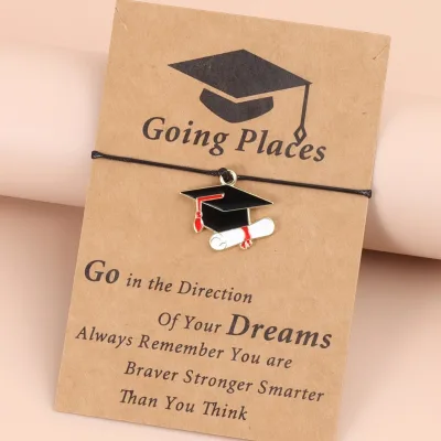 Class of Graduate Necklace Jewelry Gold Color Alloy Graduation Doctorial Hat Pendant Necklaces for Friends Going Places