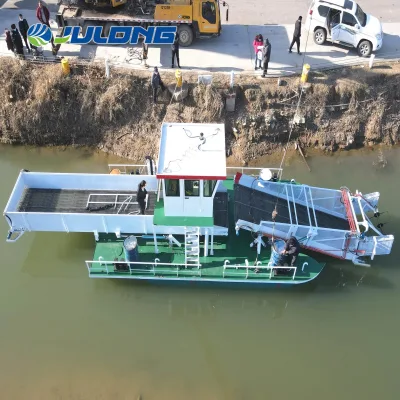 Lake River Aquatic Plant Harvester Marine Automation Device with Engine and Motor for Efficient Removal of Floating Plants