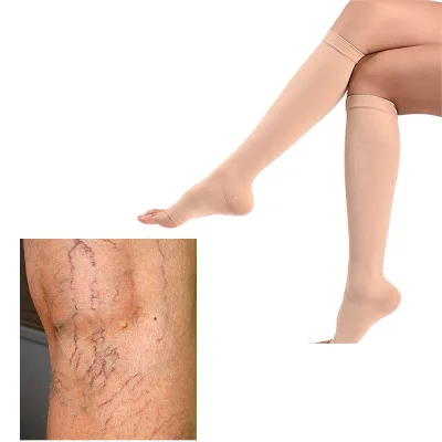 Plus Size Varicose Veins Nurse Sports Running Knee High White Socks Compression Socks Athletic Medical 20-30mmHg Copper Socks