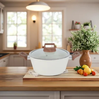 Aluminum Non-Stick Casserole with Glass Cover Gas & Induction Ready American Style for Home Kitchen
