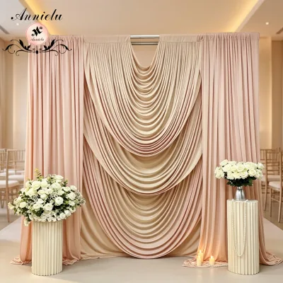 ANNIELU Square 4-Way Spandex Fabric Walls-High Elastic Flowing Drape Luxury Elegant Romantic Style Durable Wedding Decor