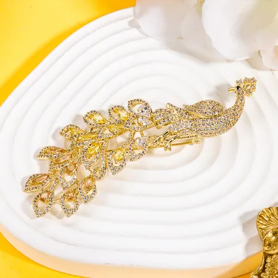 Haosen Fine Jewelry Shiny Micro Insert Phoenix Peacock Brooches Cubic Zircon Design for Women Wedding Accessories Wholesale