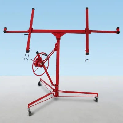 XBS Industrial Steel Gypsum Board Bracket Lift Tool Adjustable Height (3.36-4.8m) 68kg Load Capacity Includes Handrails Painted