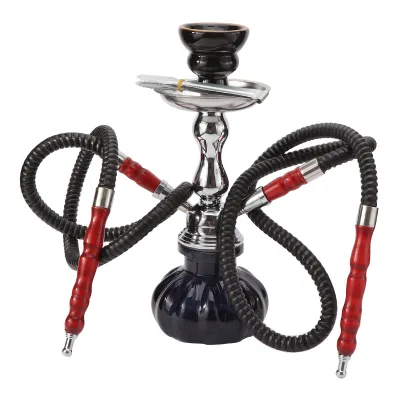 Travel Narguile Double Glass Hose Pipe with Ceramic Bowl Complete Shisha Hookah Set