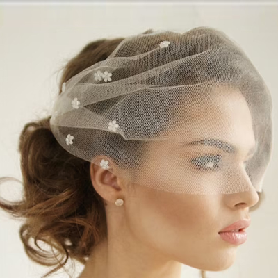 New Arrival Bride Net White Bridal Veil Bride Face Veil Wedding Birdcage With Pearl