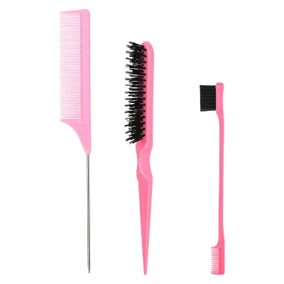 Hair Comb Combo Rat Tail Double-Headed Three-Row Hair Tool Eyebrow Brush Three-Piece Portable Hair Dye Comb