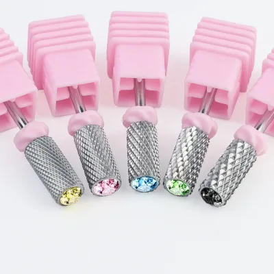 Bling Diamond - Decorated Tungsten Carbide Nail Drill Bits Set | Fast Gel Removal for Manicure Machines | Barrel/Tapered Shapes