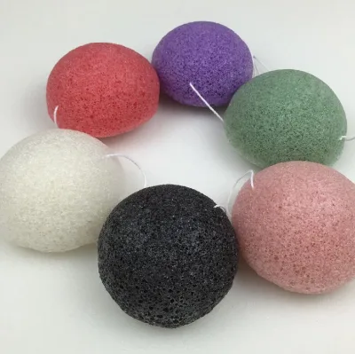 100% Natural Konjac Bamboo Charcoal Sponges for All Skin Type Face Exfoliating and Deep Pore Cleansing Konjac Sponge