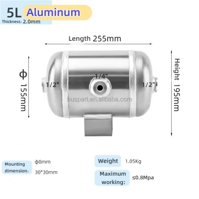 5L Aluminum air Holder | Suitable for Truck, Bus, air Suspension System | Light and Durable