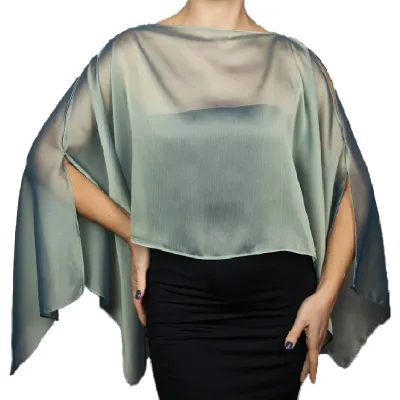 Wholesale Cheap Custom Europe Simple Design Luxury Satin Cape Blouse with Sleeves