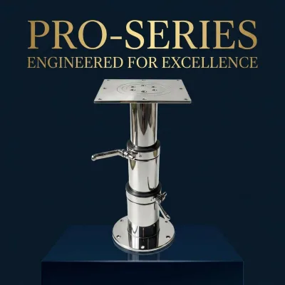 Stainless Steel Table Leg Pneumatic Lifting Boat Chair Pedestal, Open Clamp Knob Lock Marine Base