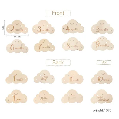 Newborn Baby Birth Announcement Card Wooden Baby Milestone Cards Blocks