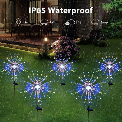 Outdoor Garden Patio Lawn Christmas Party Decor IP65 Waterproof Floor Insert Light Solar Fireworks Light Starburst Stake Lights